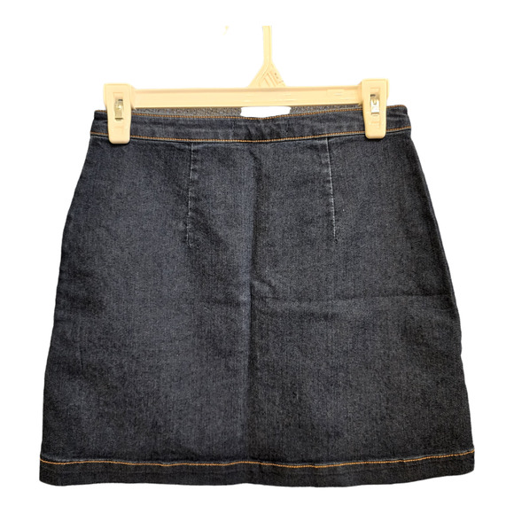 Refuge Skirt Juniors SMALL Denim Blue Jean Full Zipper Stretchy Pockets Casual - Picture 3 of 9
